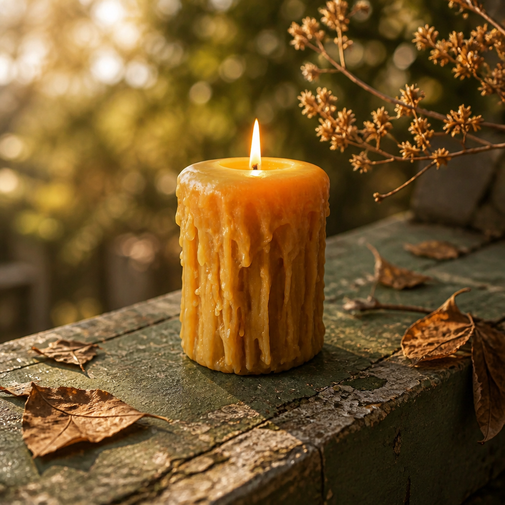 Medium Vintage style beeswax pillar candles