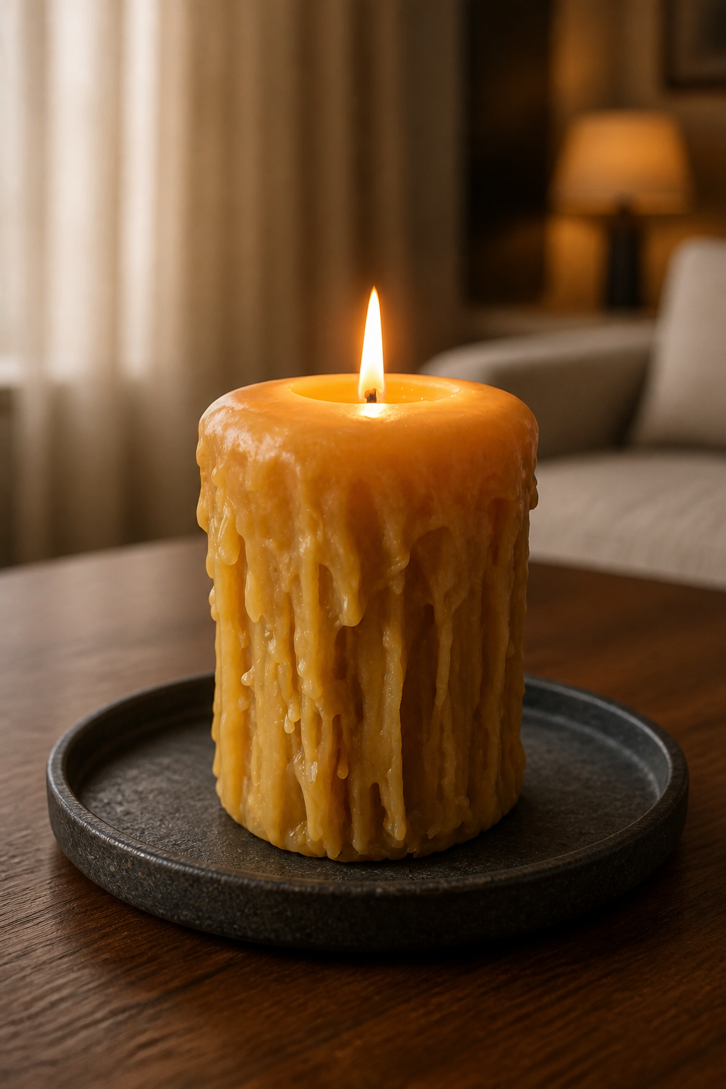 Medium Vintage style beeswax pillar candles