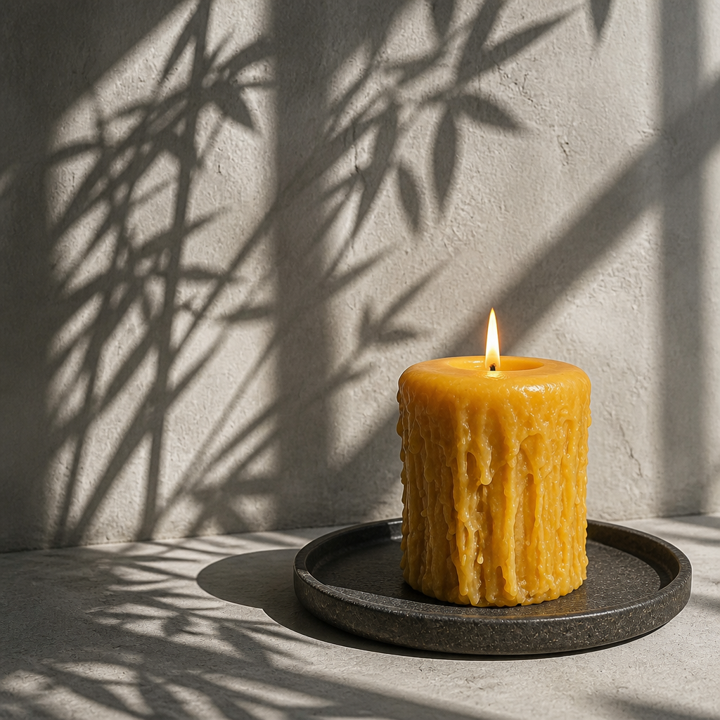 Medium Vintage style beeswax pillar candles