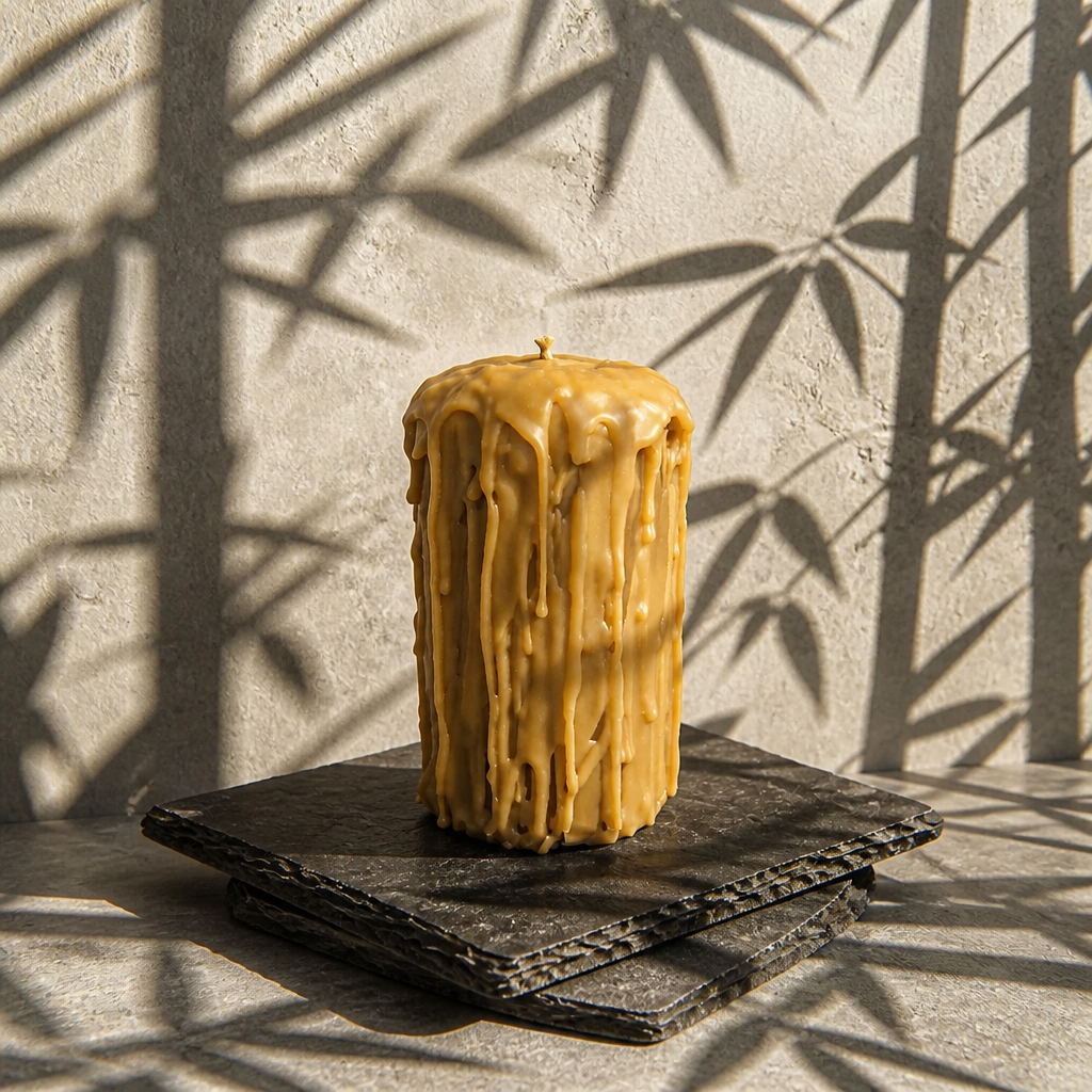 Large Vintage style beeswax pillar candle