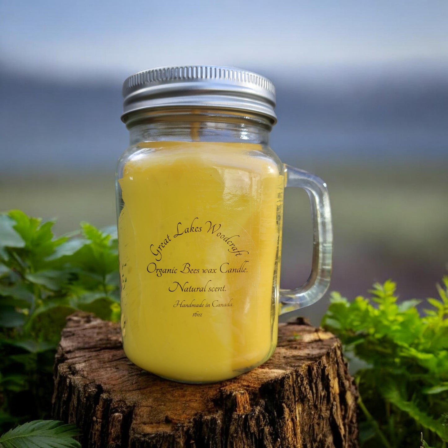 Naturally scented  16 oz beeswax candle