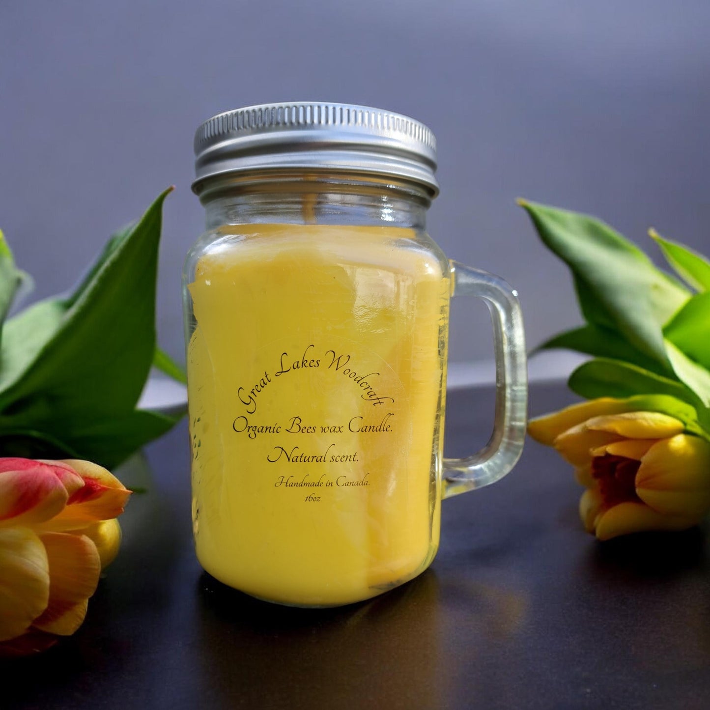 Naturally scented  16 oz beeswax candle