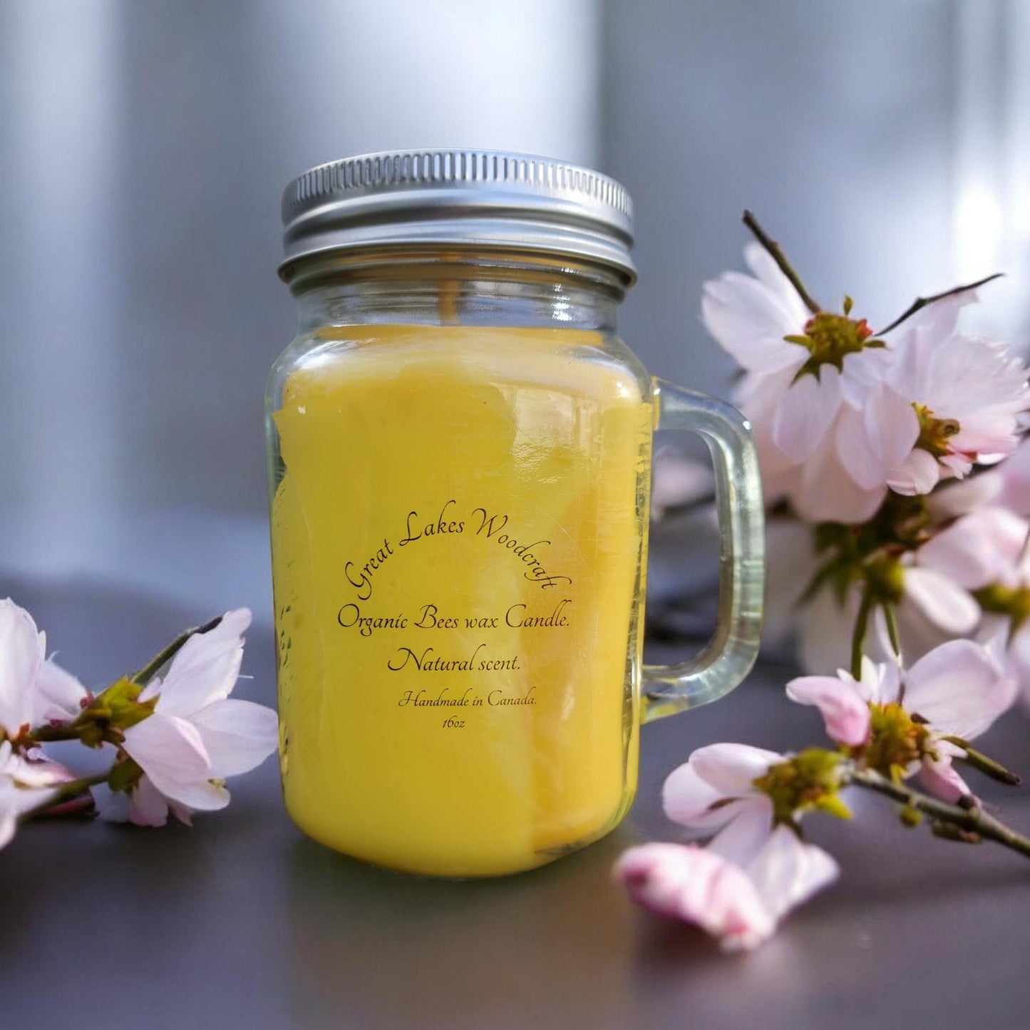 Naturally scented  16 oz beeswax candle