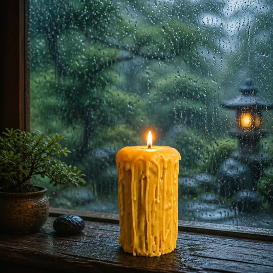 Large Vintage style beeswax pillar candle